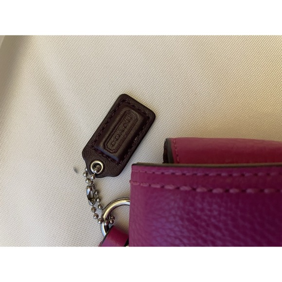Coach Pebbled Leather Turnlock Flap Mini Crossbody Pink Magenta - Picture 3 of 13